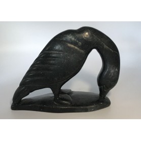 SCULPTURE D’OISEAU En Pierre ART Inuit Contemporain, Canada - 18 Cm